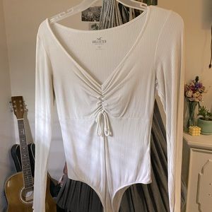 white ribbed hollister body suit.
